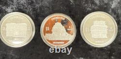070707 MEXICO SILVER 3 COINS 1 Oz CHICHEN ITZA PF With 3 PYRAMID Cases