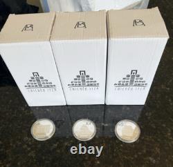 070707 MEXICO SILVER 3 COINS 1 Oz CHICHEN ITZA PF With 3 PYRAMID Cases