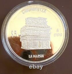 070707 MEXICO SILVER 3 COINS 1 Oz CHICHEN ITZA PF With 3 PYRAMID Cases