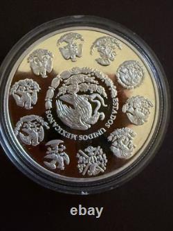 070707 MEXICO SILVER 3 COINS 1 Oz CHICHEN ITZA PF With 3 PYRAMID Cases