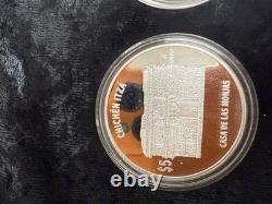070707 MEXICO SILVER 3 COINS 1 Oz CHICHEN ITZA PF With 3 PYRAMID Cases