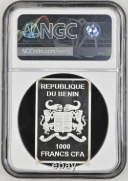 1000 Francs 2014 Benin English Knight Silver Proof Ngc Pf69