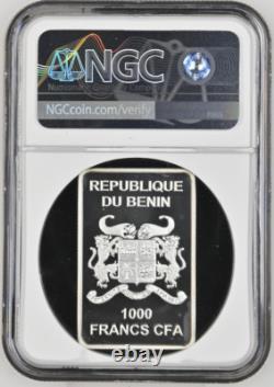 1000 Francs 2014 Benin German Knight Silver Proof Ngc Pf68