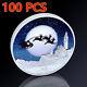 100pcs Commemorative Coin Santa Claus Merry Christmas Silver Plated Embossed