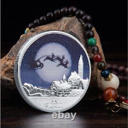 100PCS Commemorative Coin Santa Claus Merry Christmas Silver Plated Embossed