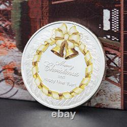 100PCS Commemorative Coin Santa Claus Merry Christmas Silver Plated Embossed