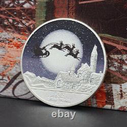 100PCS Commemorative Coin Santa Claus Merry Christmas Silver Plated Embossed