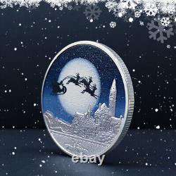 100PCS Commemorative Coin Santa Claus Merry Christmas Silver Plated Embossed