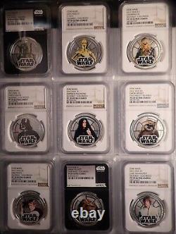 (10) 2011 & (4) 2012 Star Wars Ngc Pf70 & 69uc Niue $1 Silver Plated 14-coin Set