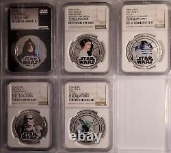(10) 2011 & (4) 2012 Star Wars Ngc Pf70 & 69uc Niue $1 Silver Plated 14-coin Set