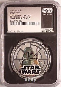 (10) 2011 & (4) 2012 Star Wars Ngc Pf70 & 69uc Niue $1 Silver Plated 14-coin Set