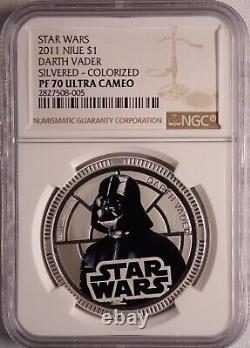 (10) 2011 & (4) 2012 Star Wars Ngc Pf70 & 69uc Niue $1 Silver Plated 14-coin Set