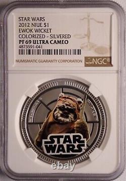 (10) 2011 & (4) 2012 Star Wars Ngc Pf70 & 69uc Niue $1 Silver Plated 14-coin Set