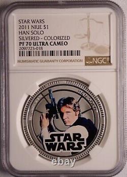 (10) 2011 & (4) 2012 Star Wars Ngc Pf70 & 69uc Niue $1 Silver Plated 14-coin Set