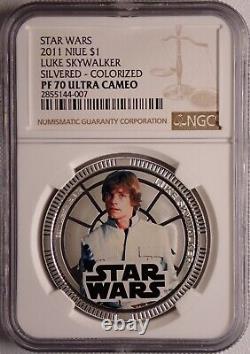 (10) 2011 & (4) 2012 Star Wars Ngc Pf70 & 69uc Niue $1 Silver Plated 14-coin Set