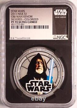 (10) 2011 & (4) 2012 Star Wars Ngc Pf70 & 69uc Niue $1 Silver Plated 14-coin Set