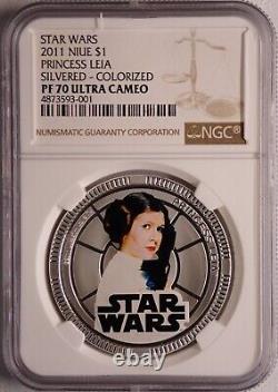 (10) 2011 & (4) 2012 Star Wars Ngc Pf70 & 69uc Niue $1 Silver Plated 14-coin Set