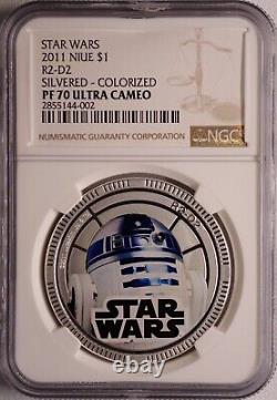 (10) 2011 & (4) 2012 Star Wars Ngc Pf70 & 69uc Niue $1 Silver Plated 14-coin Set