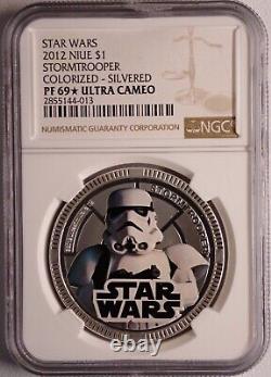 (10) 2011 & (4) 2012 Star Wars Ngc Pf70 & 69uc Niue $1 Silver Plated 14-coin Set