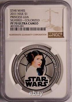 (10) 2011 & (4) 2012 Star Wars Ngc Pf70 & 69uc Niue $1 Silver Plated 14-coin Set
