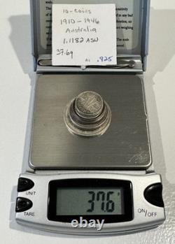 10-Coin Australia Silver Lot 37.6g. 1.12 ozt ASW. 1910-1946. R04