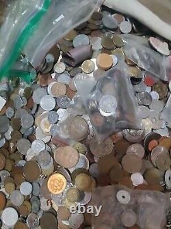10lb Bulk Foreign Coin Lot From Pile Britain Euro Venezuela 1800's to 2000's