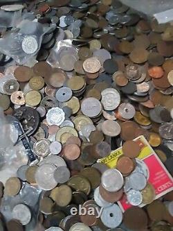 10lb Bulk Foreign Coin Lot From Pile Britain Euro Venezuela 1800's to 2000's
