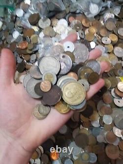 10lb Bulk Foreign Coin Lot From Pile Britain Euro Venezuela 1800's to 2000's