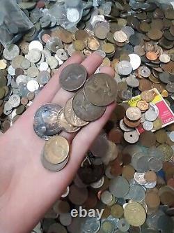 10lb Bulk Foreign Coin Lot From Pile Britain Euro Venezuela 1800's to 2000's