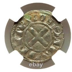 1150-1200 France Denier Silver Priory of Souvigny NGC Authentic Montlebeau Hoard