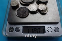 118 grams silver mixed grade coins, content 0.835 to 0.4, see images