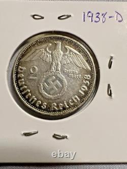 11-Piece German Third Reich Reichsmark Coin Lot (2 & 5 Marks), 1934-1939