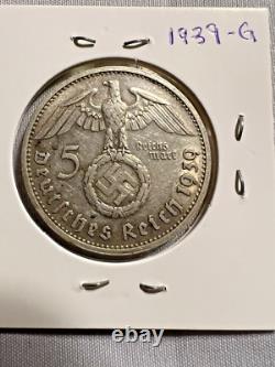 11-Piece German Third Reich Reichsmark Coin Lot (2 & 5 Marks), 1934-1939