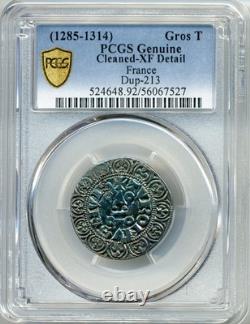 1285-1314 France Gros Tournois, Philippe IV PCGS EF Detail
