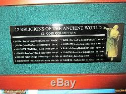 12 RELIGIONS OF THE ANCIENT WORLD 12 Bronze & Silver Coins Collection with COA