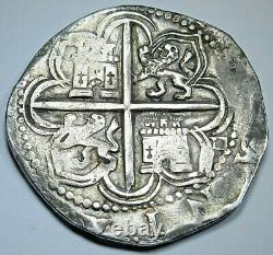 1500s Philip II Spanish Silver 4 Reales Genuine Antique Colonial Pirate Cob Coin