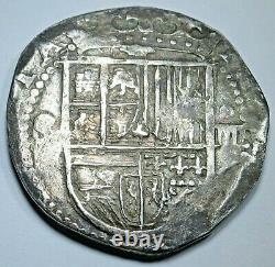 1500s Philip II Spanish Silver 4 Reales Genuine Antique Colonial Pirate Cob Coin