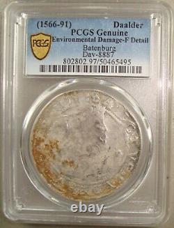 1566-91 German States, Batenburg, Edzard II & Johann Silver Daalder Thaler PCGS