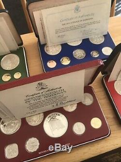 15 silver Proof World Coin Sets, All Sealed Except 1
