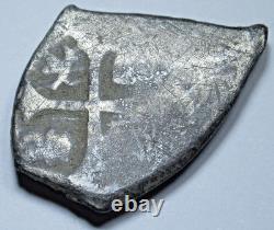 1600's Spanish Mexico Silver 1 Reales Genuine Colonial Pirate Treasure Cob Coin