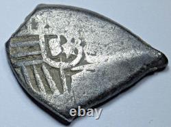 1600's Spanish Mexico Silver 1 Reales Genuine Colonial Pirate Treasure Cob Coin