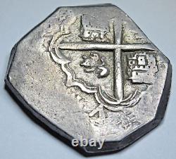 1600's Spanish Silver 4 Reales Genuine Antique Colonial Pirate Treasure Cob Coin