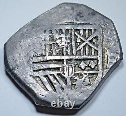 1600's Spanish Silver 4 Reales Genuine Antique Colonial Pirate Treasure Cob Coin