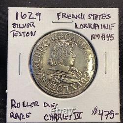 1629 france lorraine silver teston French States Charles IV Nice High Grade Exa