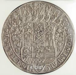 1650, Saxony, John George I. Large Silver Thaler (Rix Dollar) Coin. NGC AU-53