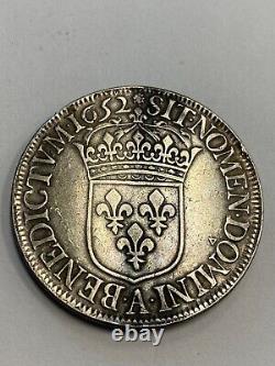 1652 France Ecu Silver Coin Louis XIV Strong Details Scarce