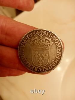 1654 KING LOUIS XIV ECU Silver Coin Uncertified