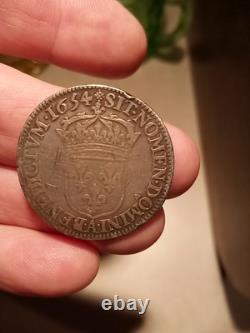 1654 KING LOUIS XIV ECU Silver Coin Uncertified