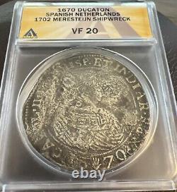 1670 Spanish Netherlands Ducaton 1702 Merestein Shipwreck VF 20 Coin