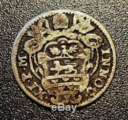 1688 1/2 Grasso Papal / Italian States Old World Silver Coin. Very Rare